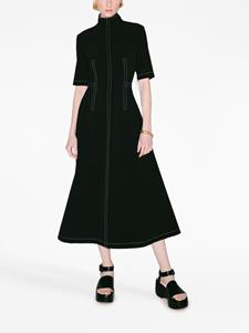 Rosetta Getty contrast-stitching short-sleeve dress - Zwart