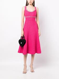 Self-Portrait crystal-embellished bouclé midi dress - Roze