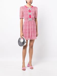 Saloni Jamie bow-detail graphic-print minidress - Roze
