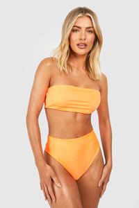 Boohoo Mix & Match Bandeau Bikini Top, Neon-Orange