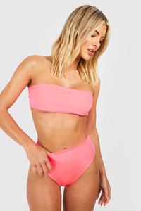 Boohoo Mix & Match Bandeau Bikini Top, Neon-Pink