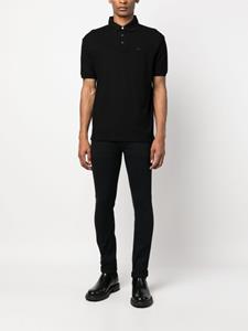 Emporio Armani logo-embroidered cotton polo shirt - Zwart