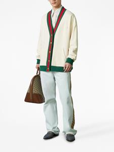 Gucci Web-stripe cotton cardigan - Beige