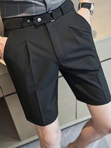 INCERUN Mens Solid Snap Button Waist Casual Shorts