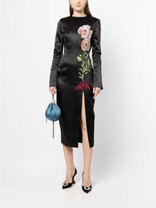 Rachel Gilbert Midi-jurk met geborduurde bloemen - Zwart