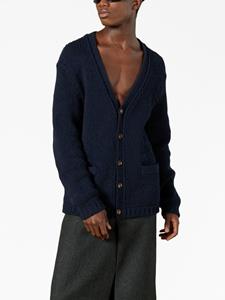Gucci intarsia-knit logo wool cardigan - Blauw