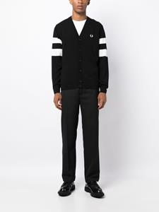Fred Perry logo-embroidered button-up cardigan - Zwart