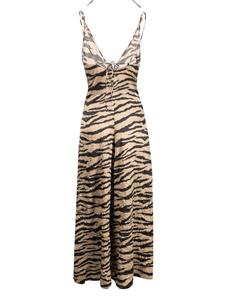 GANNI Midi-jurk met tijgerprint - Beige