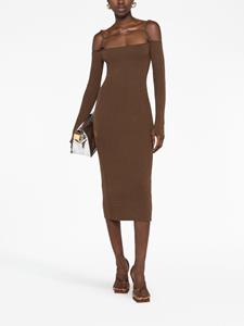 Jacquemus La Robe strap-detail ribbed-knit midi dress - Bruin