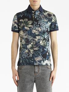 ETRO floral-print cotton polo shirt - Blauw