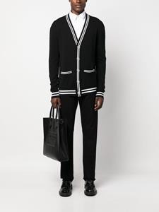 Balmain contrasting-trim V-neck cardigan - Zwart