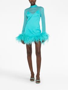Taller Marmo Gina Spirito feather-trim minidress - Blauw