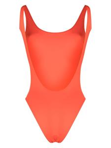 Sporty & Rich logo-print open-back swimsuit - Oranje