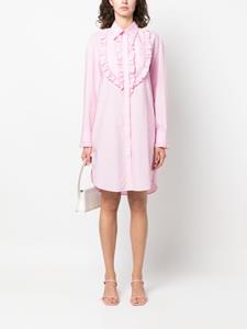 MSGM ruched-trim cotton shirt dress - Roze