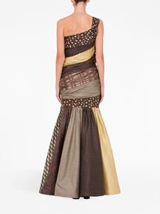 Moschino patchwork-design one-shoulder dress - Bruin