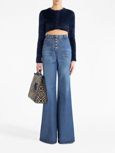 ETRO floral-embroidered flared jeans - Blauw