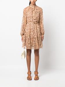 Zimmermann leopard-print belted-waist minidress - Bruin