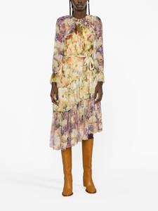 Zimmermann floral-print tiered midi dress - Bruin