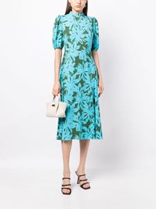 DVF Diane von Furstenberg Nella Brushed Petals-print midi dress - Blauw