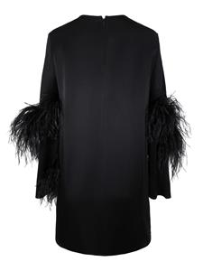 LAPOINTE feather-embellished crepe dress - Zwart