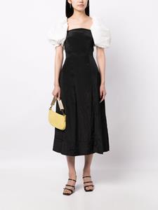 Rejina Pyo Midi-jurk met pofmouwen - Zwart