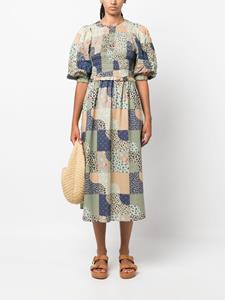 Sea Midi-jurk met patchwork - Groen