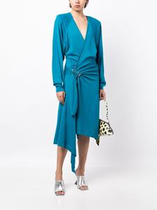 The Attico Atwell wool midi wrap dress - CAPRI BLUE