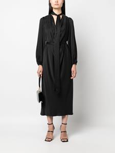 Zimmermann tie-neck gathered silk mididress - Zwart