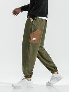 ChArmkpR Mens Contrast Pocket Elastic Cuff Casual Corduroy Pants