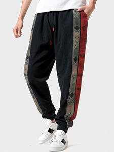 ChArmkpR Mens Ethnic Totem Print Patchwork Loose Drawstring Waist Pants