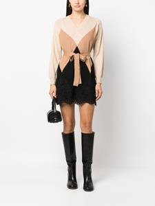 TWINSET lace-panel argyle-knit belted minidress - Zwart