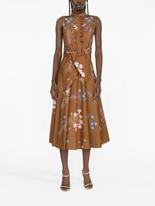 Giambattista Valli floral-print cotton midi dress - Bruin