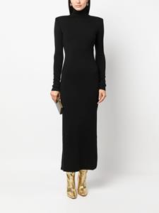 Saint Laurent funnel-neck wool midi dress - Zwart