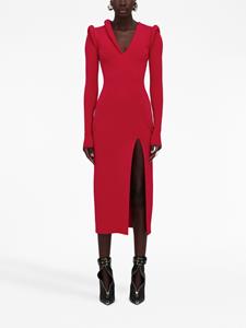 Alexander McQueen Geribbelde midi-jurk - Rood