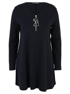 Doris Streich Longbluse Long-Shirt mit dekorativem Reißverschluss mit modernem Design