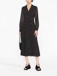 ROTATE polka dot-print belted midi dress - Zwart