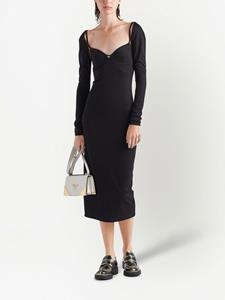 Prada Jersey midi-jurk - Zwart