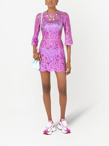 Dolce & Gabbana Mini-jurk met bloemenkant - Roze