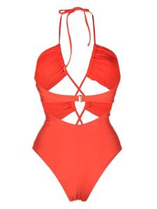 Noire Swimwear Badpak met V-hals - Oranje