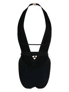 Dolce & Gabbana logo-plaque plunge swimsuit - Zwart
