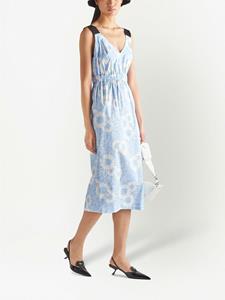 Prada Midi-jurk met bloemenprint - Blauw