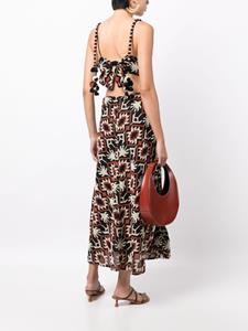 Johanna Ortiz ikat-pattern silk midi dress - Zwart