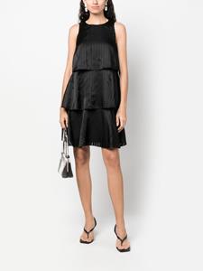 Armani Exchange satin-finish devoré-effect sleeveless dress - Zwart