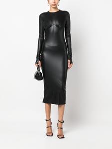 ALESSANDRO VIGILANTE faux-leather long-sleeve midi dress - Zwart