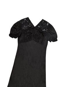 Jason Wu floral-lace satin midi dress - Zwart