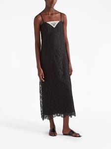 Prada Midi-jurk met kant - Zwart