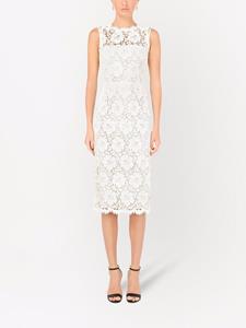 Dolce & Gabbana Midi-jurk met bloemenkant - Wit