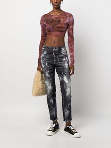 Dsquared2 paint splatter-effect cropped jeans - Zwart