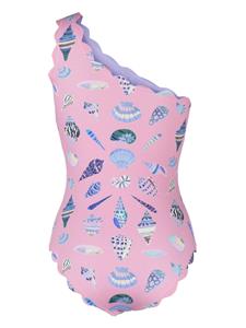 Marysia shell-print one-shoulder swimsuit - Roze