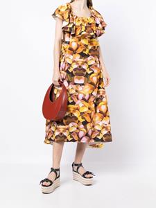 Kika Vargas Midi-jurk met bloemenprint - Bruin